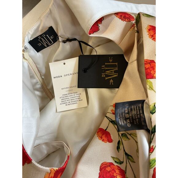 De La Vali Lola Floral Ivory Polyester Satin Twill Mini Dress Size 10 - Picture 4 of 4